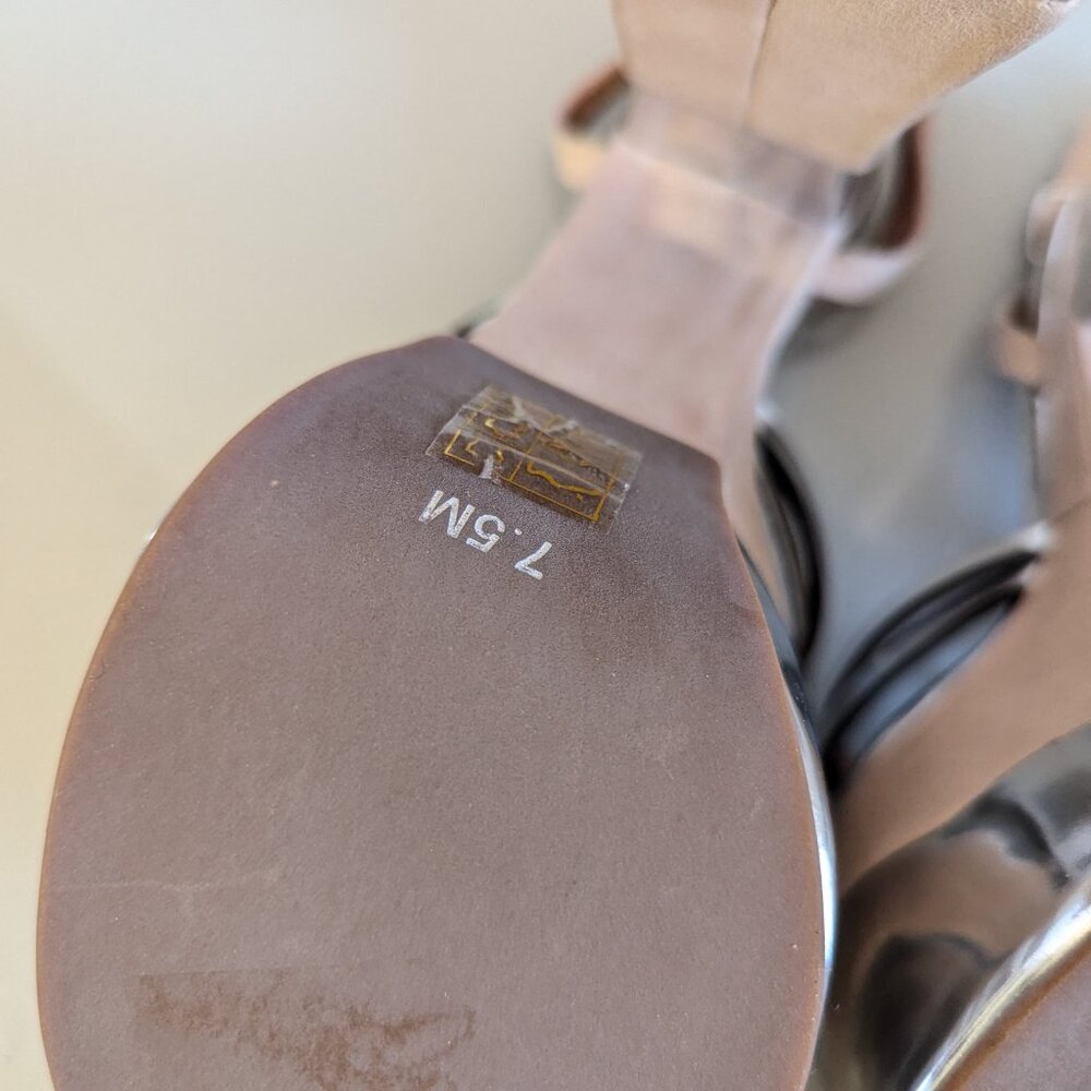 Jeffrey Campbell Y2K Nude Chrome Ambrose Platform Heels Shiny Ankle Strap NEW - Picture 7 of 12